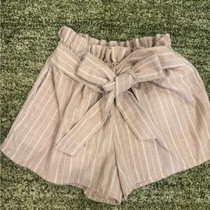 Love Tree Tan High Waist Shorts with Tie-Waist